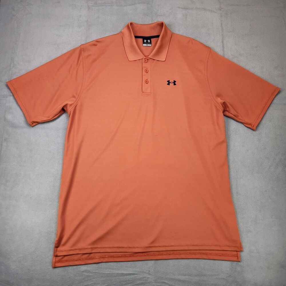 Under Armour Golf Polo Shirt Men's XL Orange Short‎ Sleeve Performance Stretch